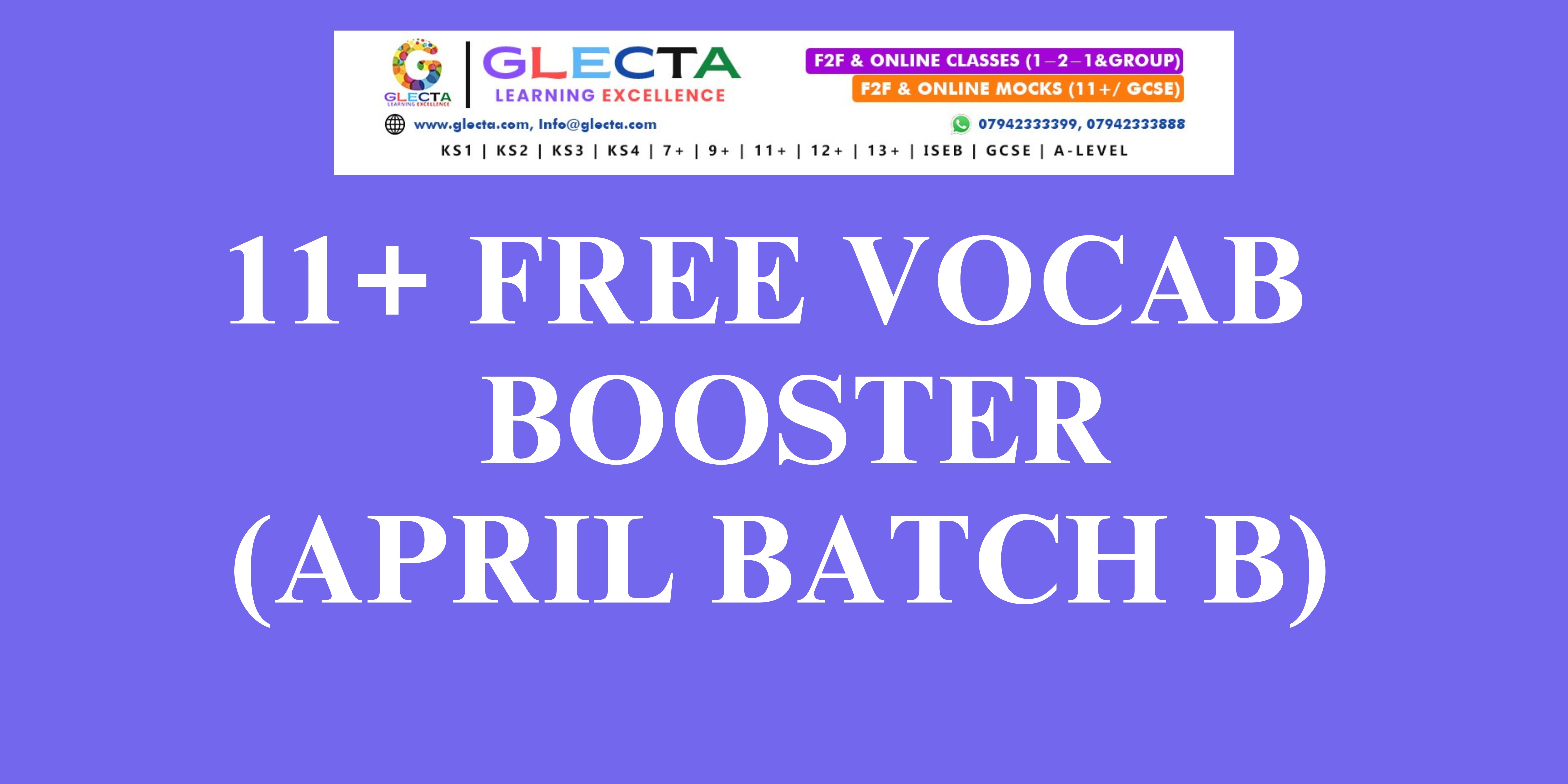 11+ Vocabulary Booster – April Batch B
