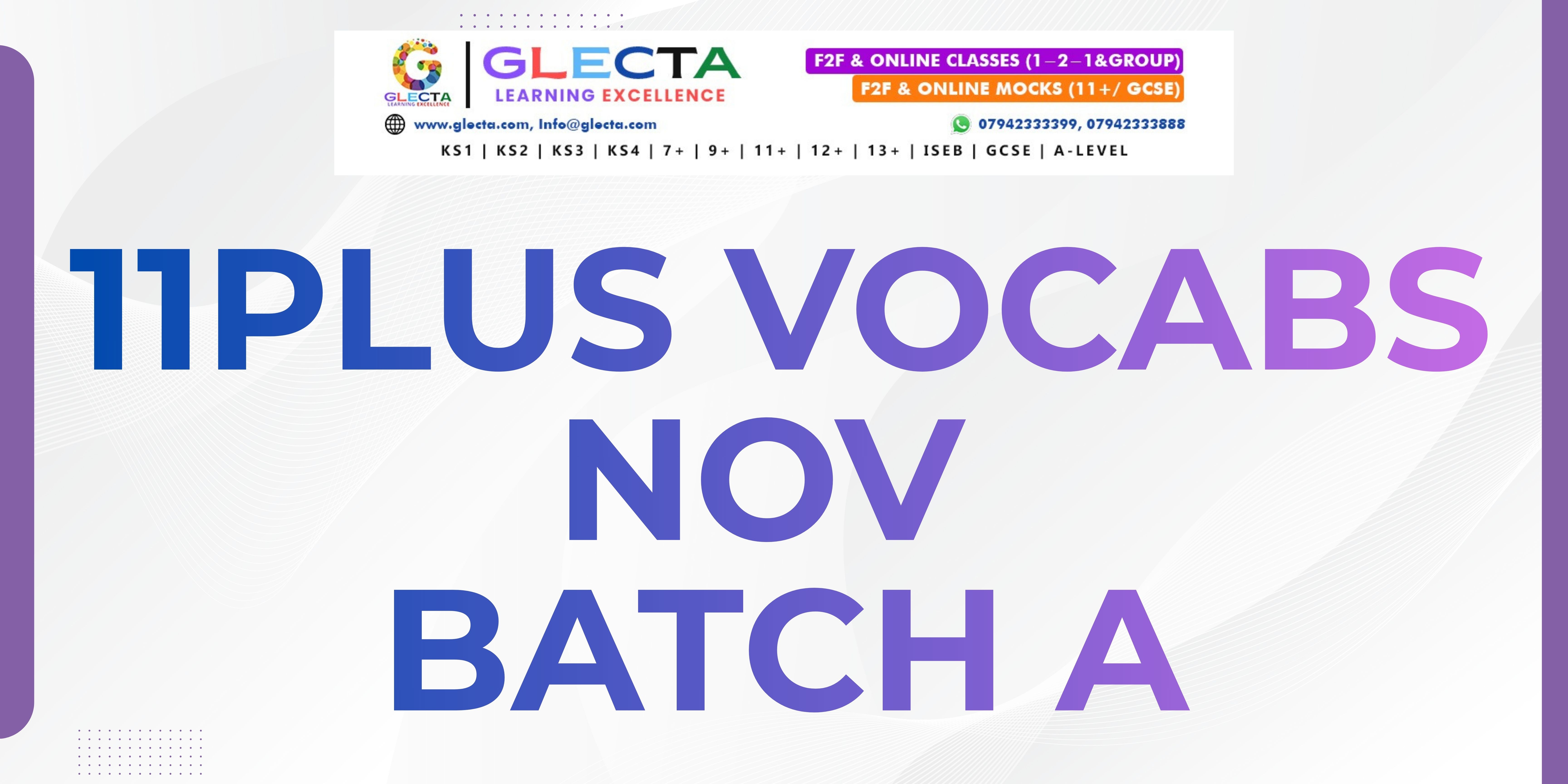 11+ Vocabulary Booster – November Batch A