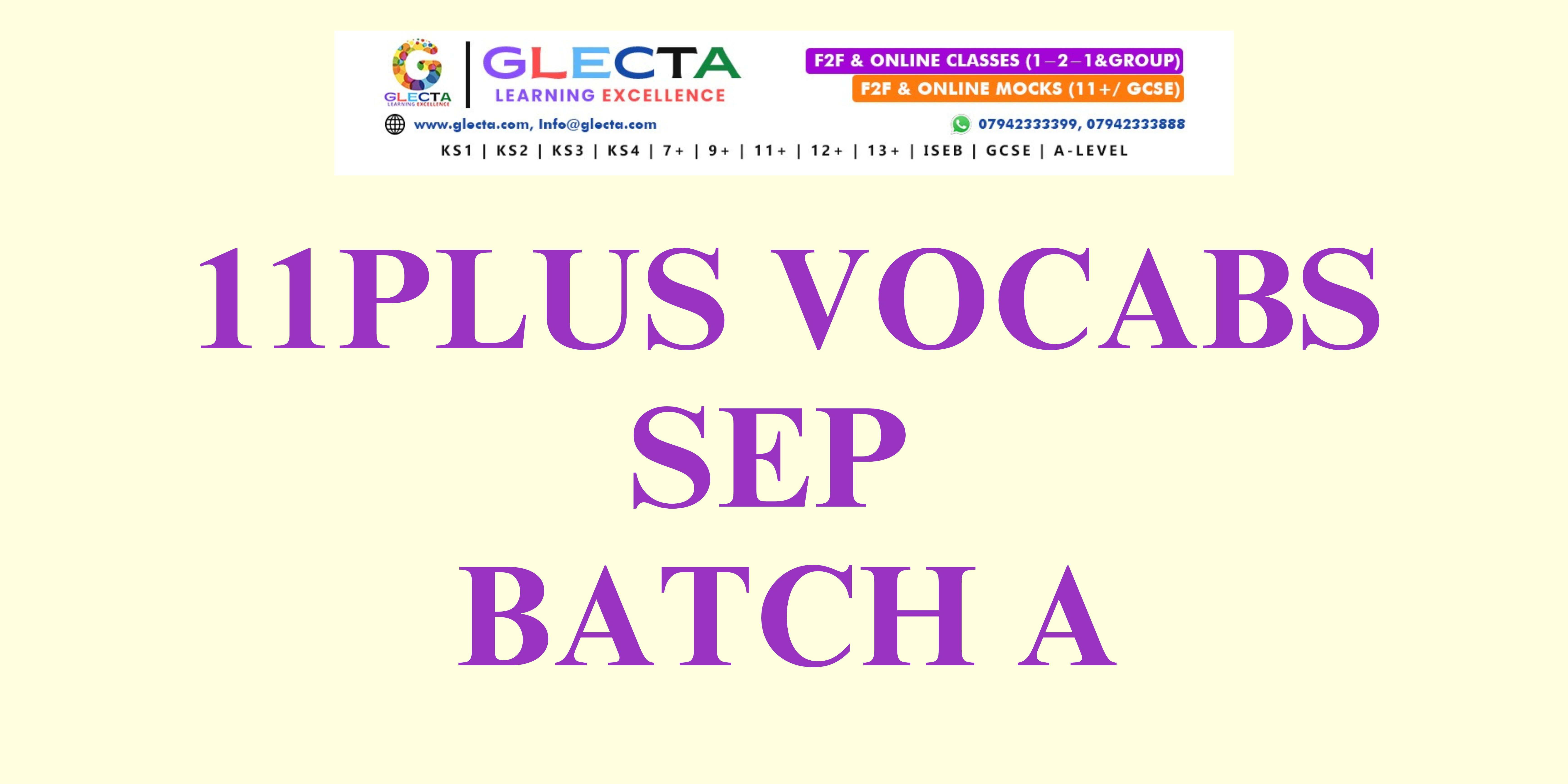 11+ Vocabulary Booster – September Batch A