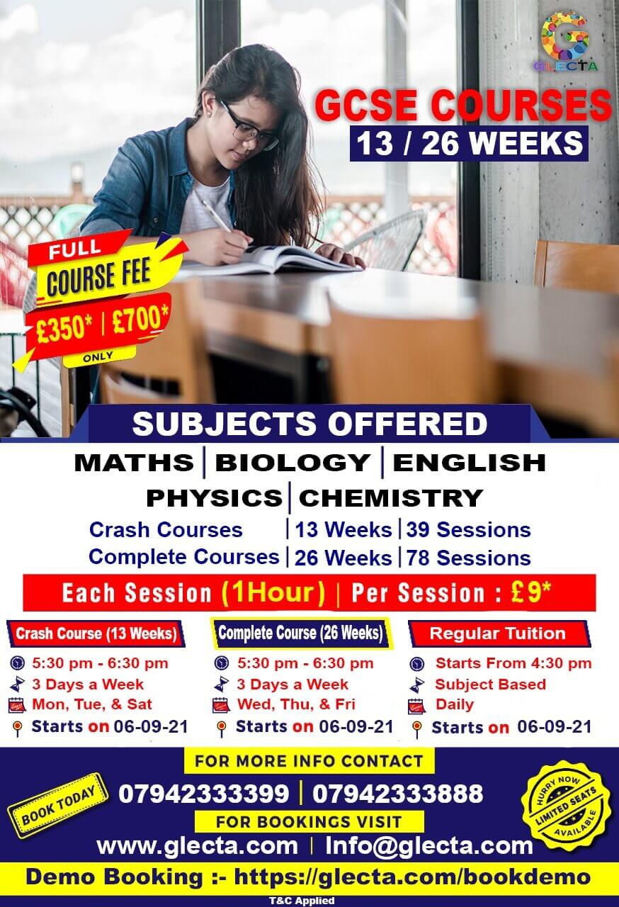 GCSE next batches starting from 06-Sep-2021 